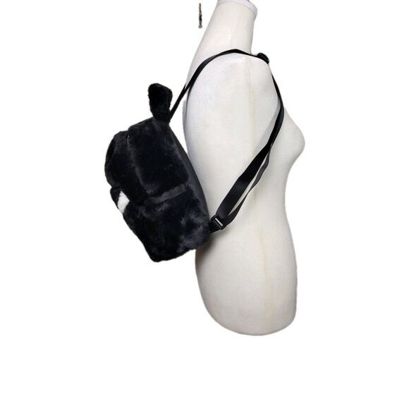 Nike Futura 365 Faux Fur Mini Backpack Black with White Swoosh Nike Purse Bag - Picture 2 of 12